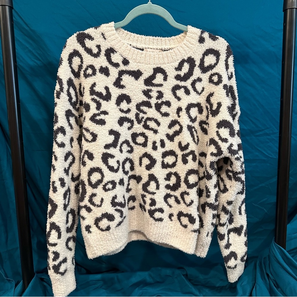 Altar'd State Snow Leopard Crew Neck Sweater